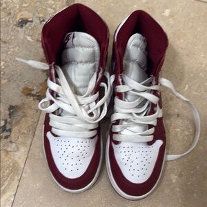 Red and White High-Top Sneakers